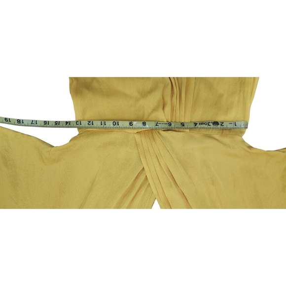 Diane von Furstenberg Yellow Draped Midi Dress Women’s Size 4 Silky Deep V Neck - Picture 9 of 10